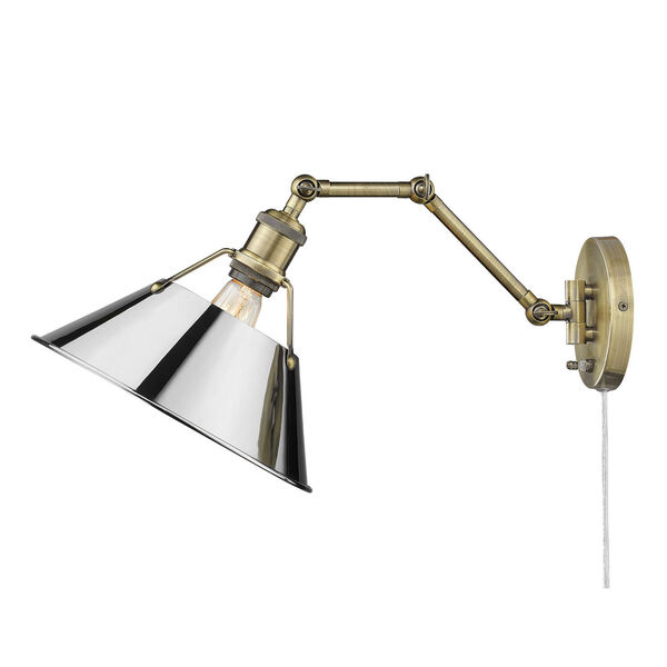 Orwell Aged Brass and Chrome One-Light Wall Sconce, image 4